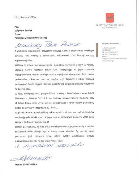 Zdanowska napisała do Bońka. Widzew odzyska licencję? 2 12614 5fcd165578c9608c3a722b219ec31970