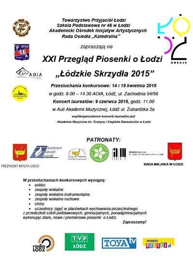 XXI Przegląd Piosenki o Łodzi „Łódzkie Skrzydła 2015” 1 13596 f9c1cf02035ec5d89054c7b6209225be