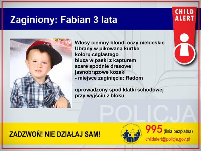 Child Alert po porwaniu trzylatka. Poszukiwany Fabian z Radomia 1 20201 7d58894541f8b0aa84e22b2abde590fa