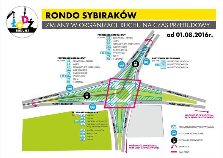 Zmiany na Rondzie Sybiraków w Łodzi 1 27215 f48afab0dbf551afc3ecce4b9a49c5b8