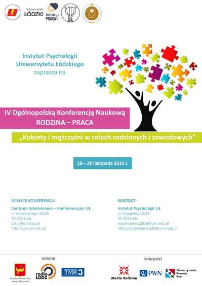 Zapraszamy na IV Ogólnopolską Konferencję Naukową Rodzina - Praca pt. "Kobiety i mężczyźni w rolach rodzinnych i zawodowych" 1 30459 697b541f0387578682ad5de1d6c514dc