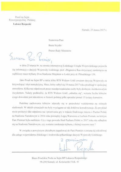 Zamknięcie trybuny na stadionie przy Piłsudskiego. Poseł PiS w obronie kibiców 2 34051 748d54ec73dd528ec512c46e2bbad3b8