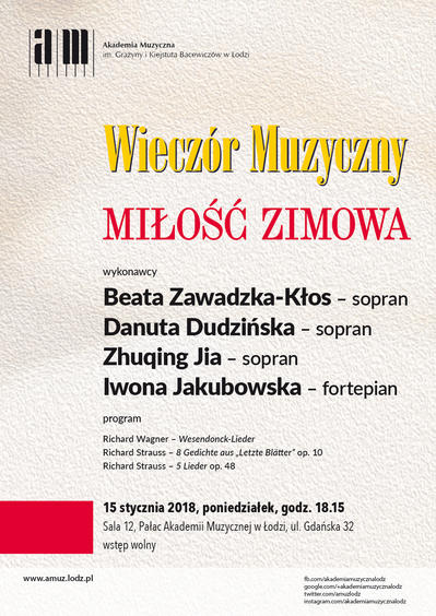 Wieczór muzyczny "Miłość zimowa" w łódzkiej Akademii Muzycznej 2 41438 8f7044f0743ed8bd95ae9a8d21709d7f