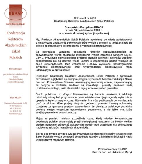 Łódzkie uczelnie wyższe popierają stanowisko Konferencji Rektorów Akademickich Szkół Polskich ws. obecnej sytuacji społecznej 1 64993 31ce6aabf5dc11e50677100d25fc835a