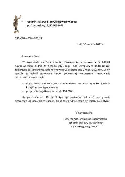 Decyzja sądu okręgowego w sprawie wypadku w Aleksandrowie Łódzkim - 22-letnia kobieta opuściła areszt 2 72561 b0b1294e65e1cd1c8aa9f2535237e7b0