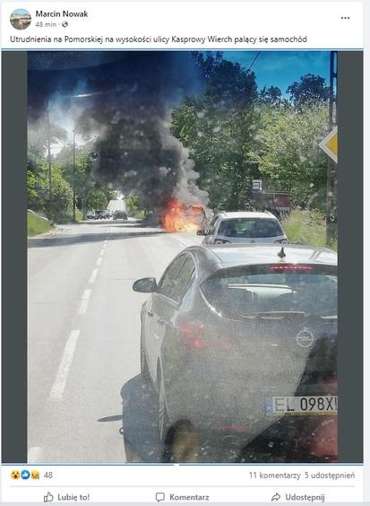 Pożar na Pomorskiej w Łodzi. Spłonął samochód osobowy 1 79464 c32c661ac07a91bb51ba73faa167af92