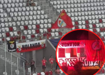 Kibole ŁKS-u ukradli flagi fanom Benfiki Lizbona