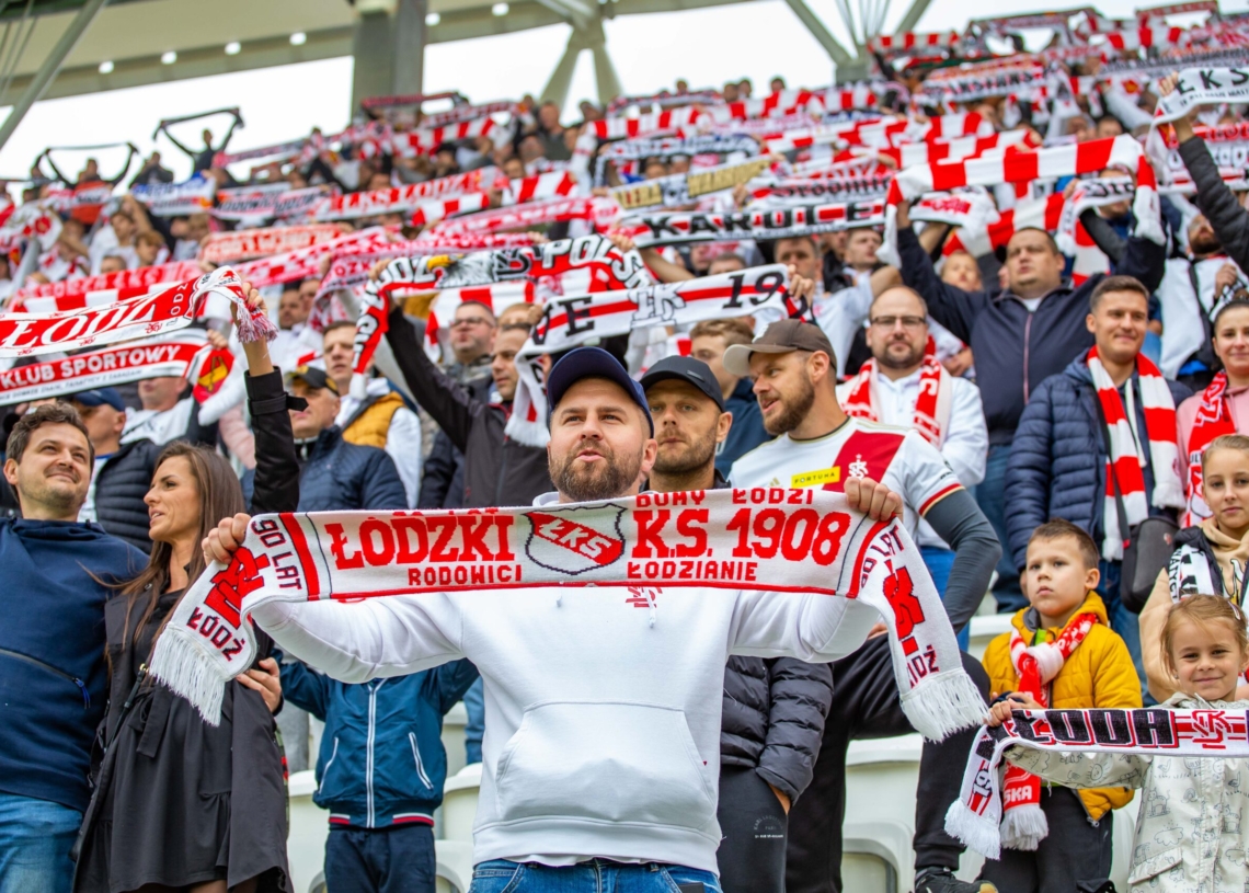 Doping kibiców ŁKS w meczu z Bruk-Bet Termaliką Nieciecza