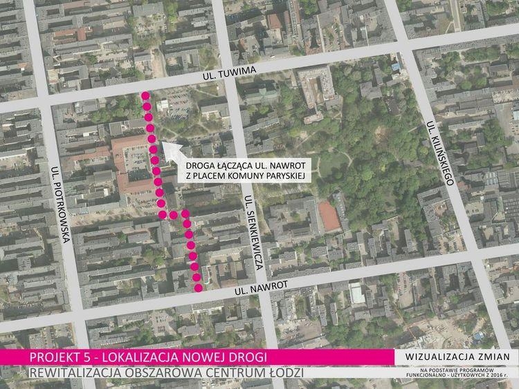 Drugie podejście do nowej drogi od Nawrot do Pasażu Schillera i 3 nowe drogi w pobliżu famuł 1 Budowa nowej drogi od Nawrot do Pasażu Schillera