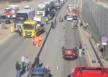 Zderzenie 4 samochodów na A1