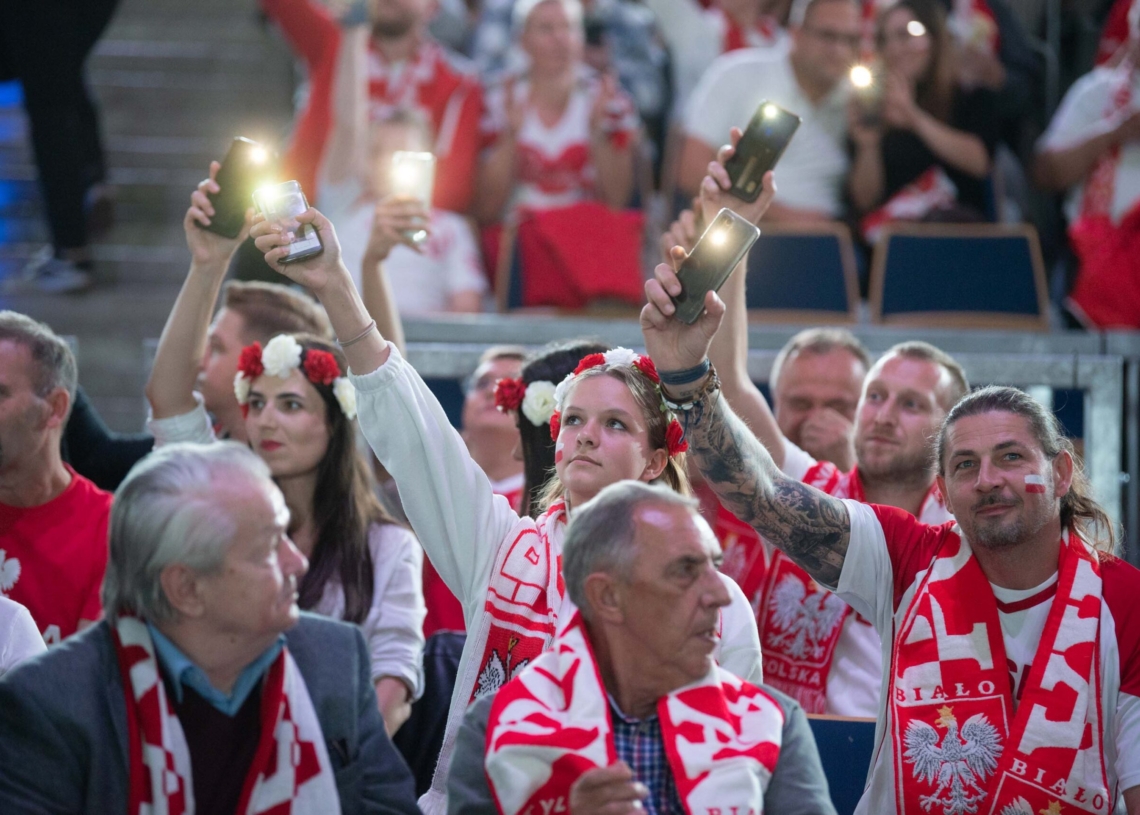Doping kibiców podczas meczu Polska-Serbia