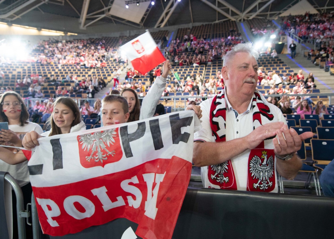 Doping kibiców podczas meczu Polska-Serbia