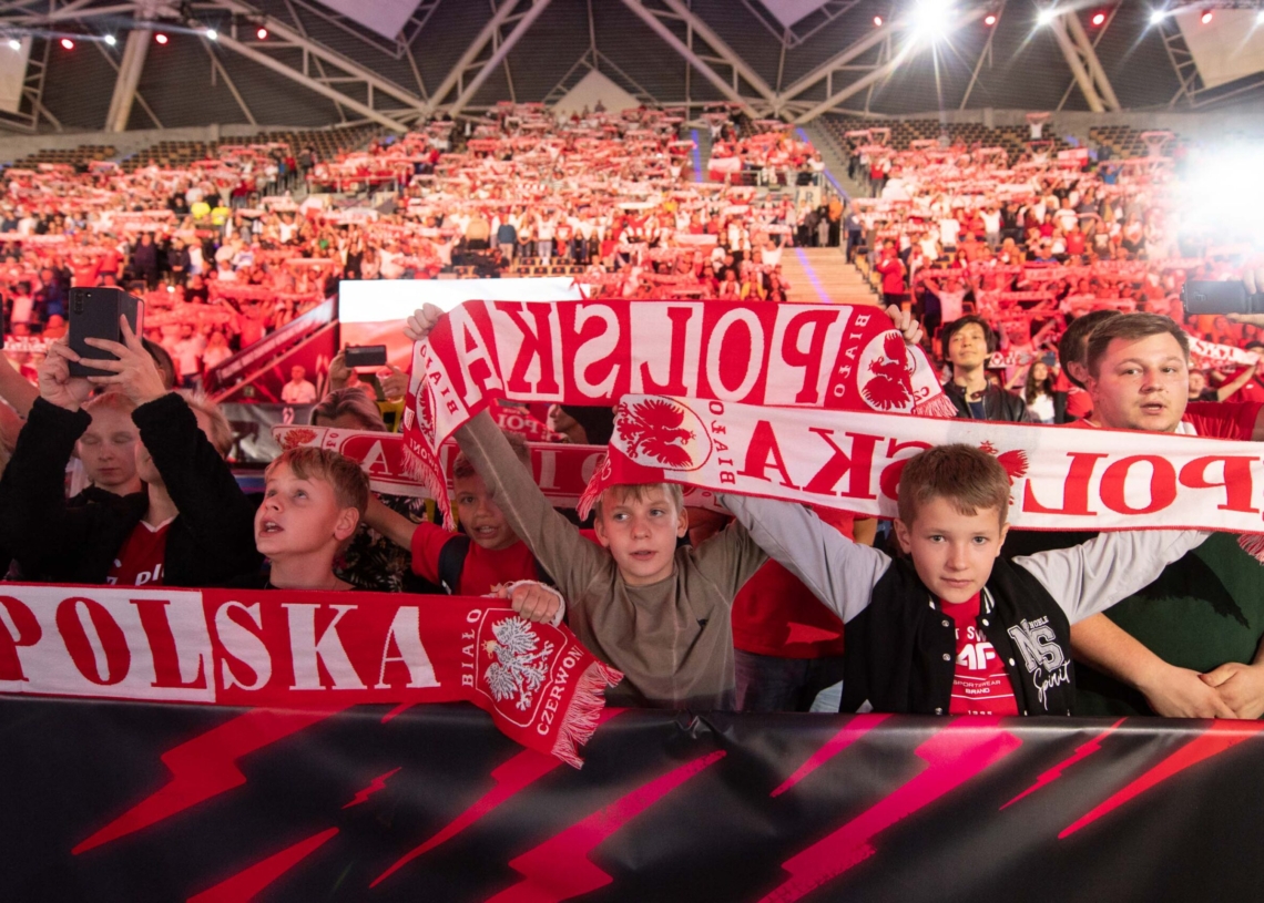 Doping kibiców podczas meczu Polska-USA w Atlas Arenie