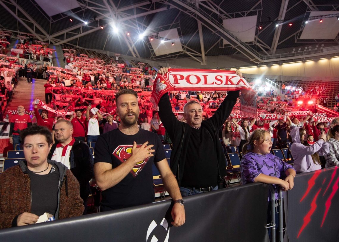 Doping kibiców podczas meczu Polska-USA w Atlas Arenie