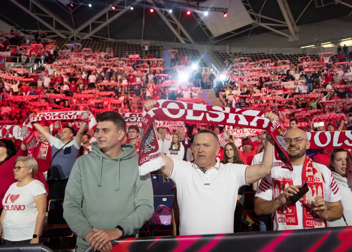 Doping kibiców podczas meczu Polska-USA w Atlas Arenie