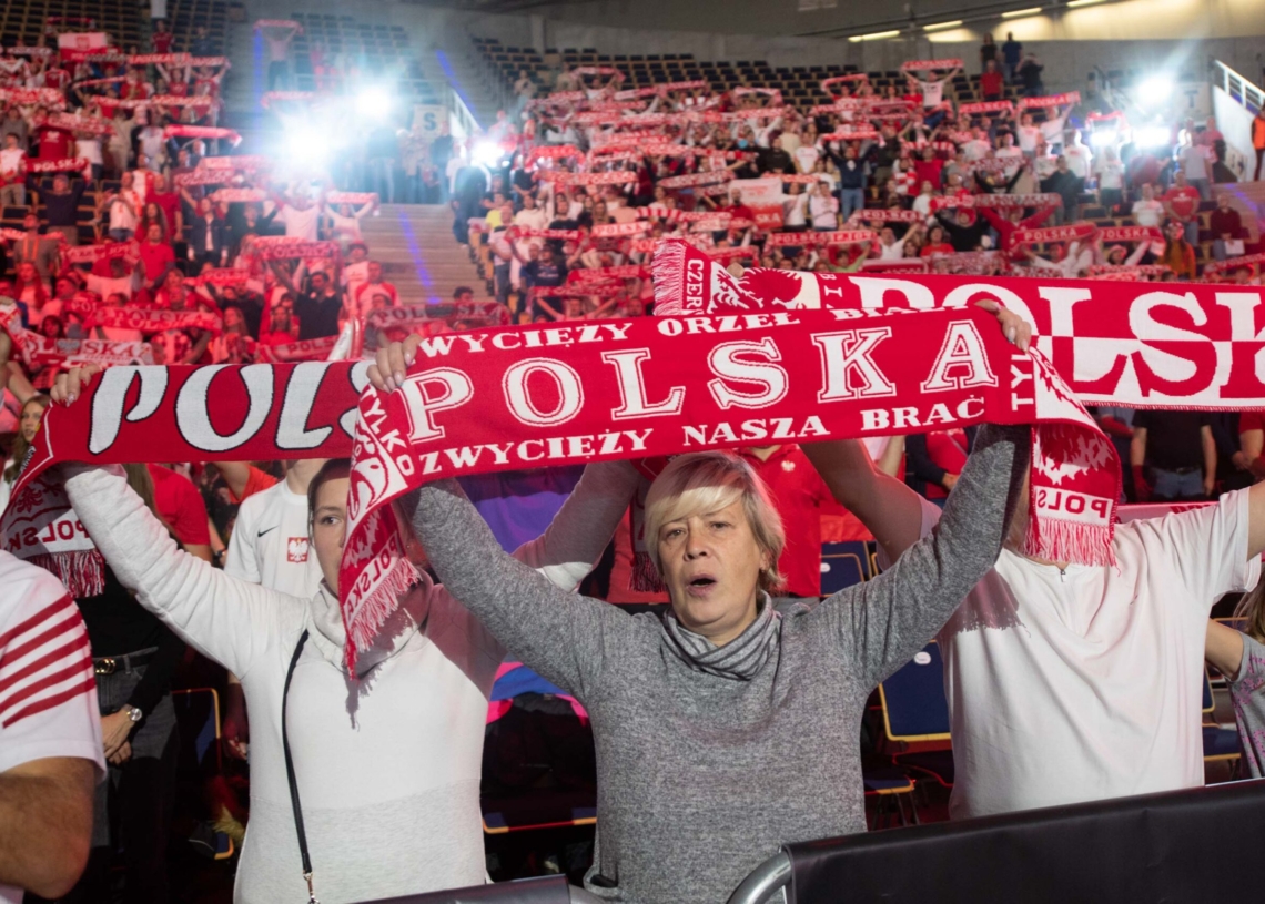 Doping kibiców podczas meczu Polska-USA w Atlas Arenie