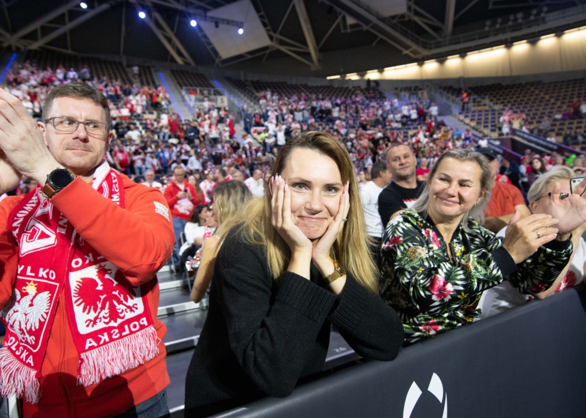 Doping kibiców podczas meczu Polska-USA w Atlas Arenie