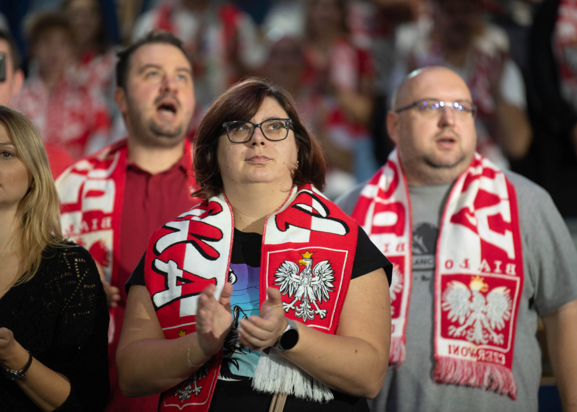Doping kibiców podczas meczu Polska-USA w Atlas Arenie