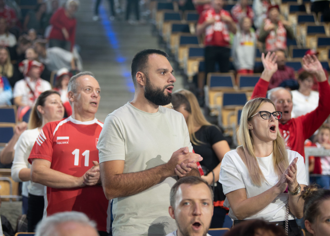 Doping kibiców podczas meczu Polska-USA w Atlas Arenie