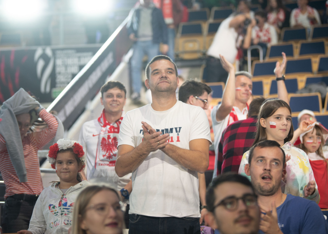 Doping kibiców podczas meczu Polska-USA w Atlas Arenie