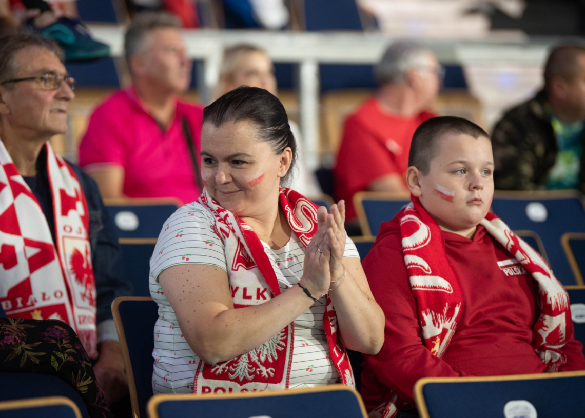 Doping kibiców podczas meczu Polska-USA w Atlas Arenie