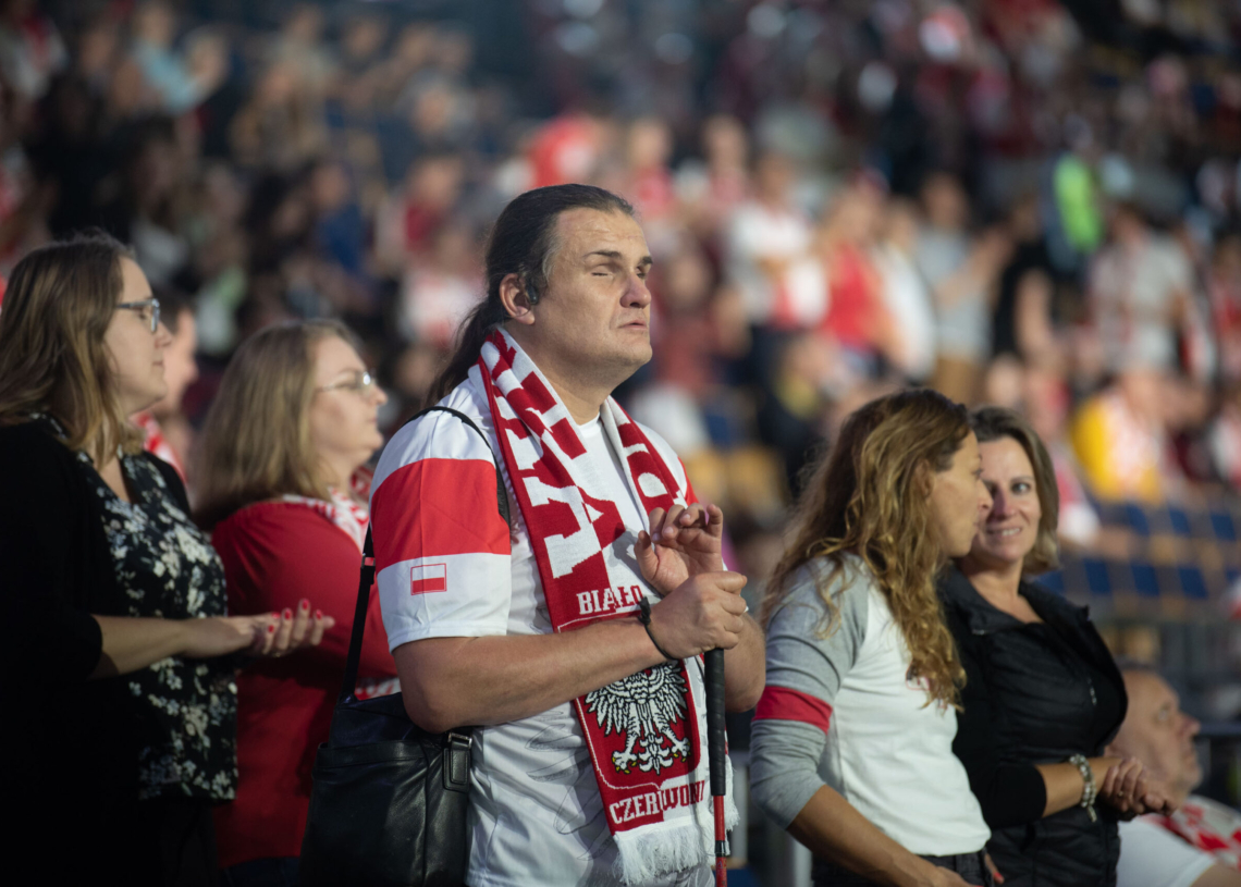 Doping kibiców podczas meczu Polska-USA w Atlas Arenie