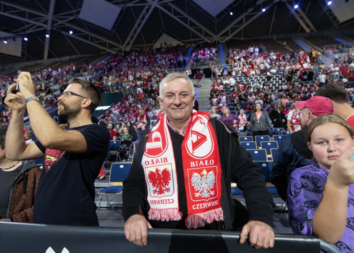 Doping kibiców podczas meczu Polska-USA w Atlas Arenie
