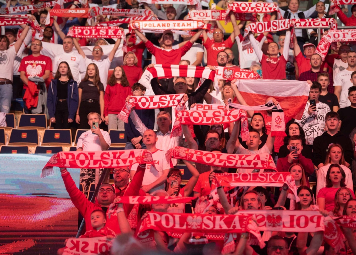 Doping kibiców podczas meczu Polska-USA w Atlas Arenie