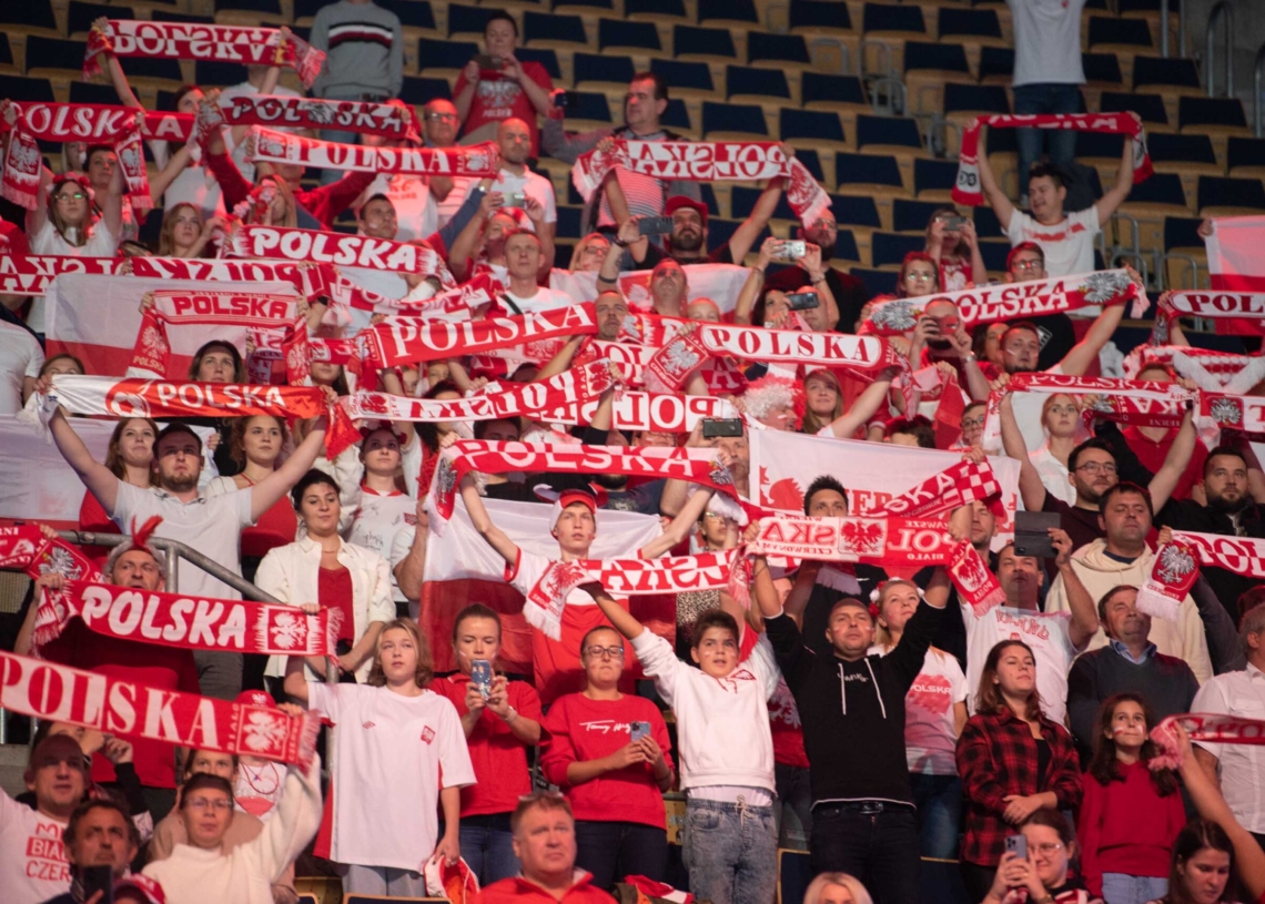 Doping kibiców podczas meczu Polska-USA w Atlas Arenie