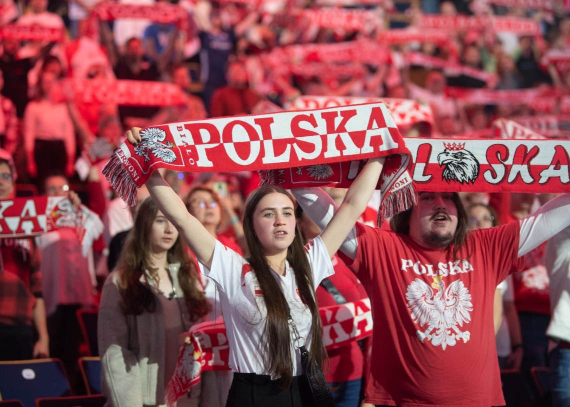 Doping kibiców podczas meczu Polska-USA w Atlas Arenie
