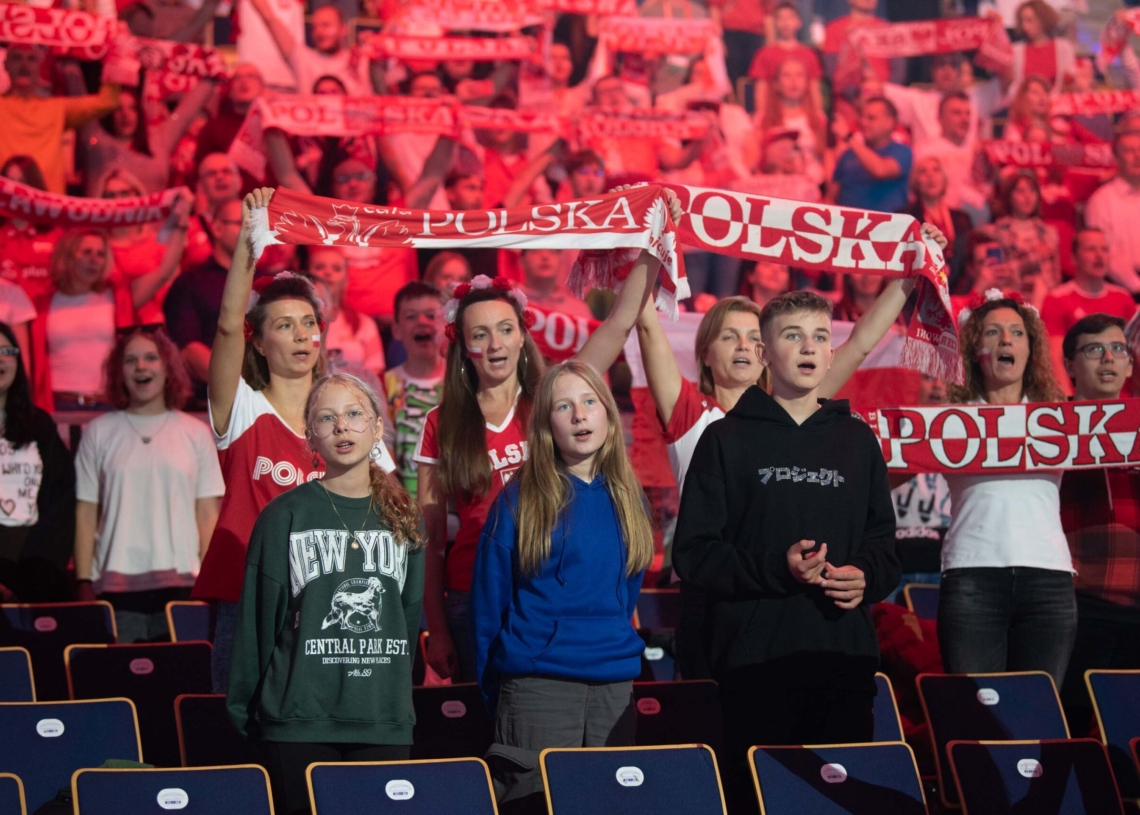Doping kibiców podczas meczu Polska-USA w Atlas Arenie