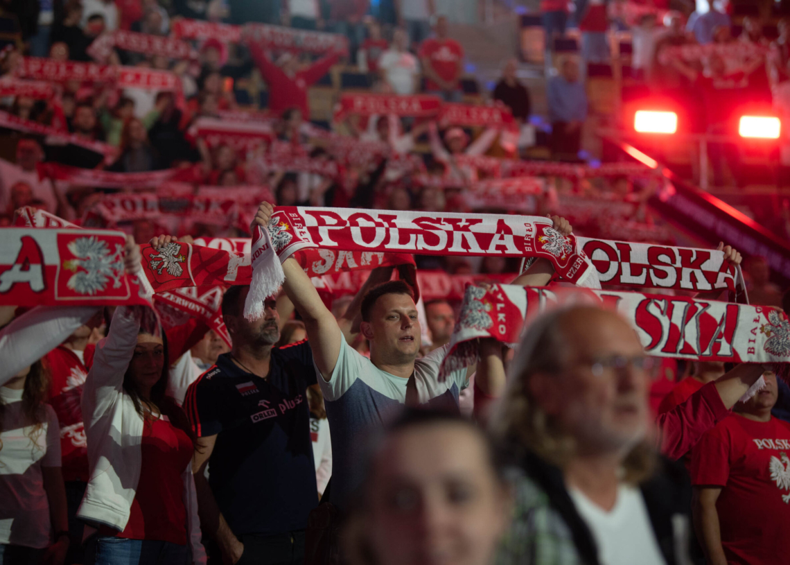 Doping kibiców podczas meczu Polska-USA w Atlas Arenie