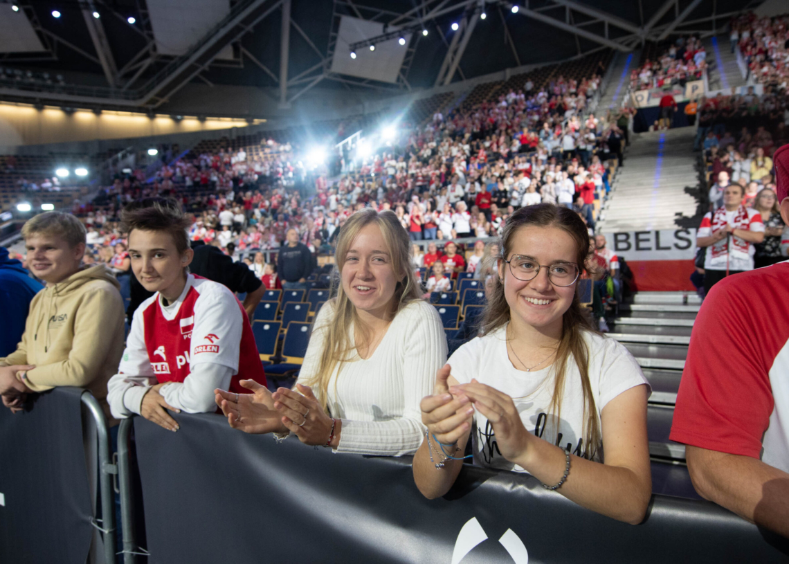 Doping kibiców podczas meczu Polska-USA w Atlas Arenie