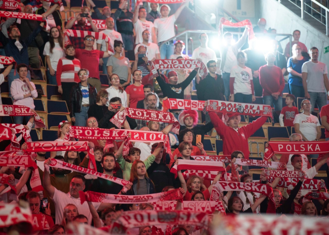 Doping kibiców podczas meczu Polska-USA w Atlas Arenie