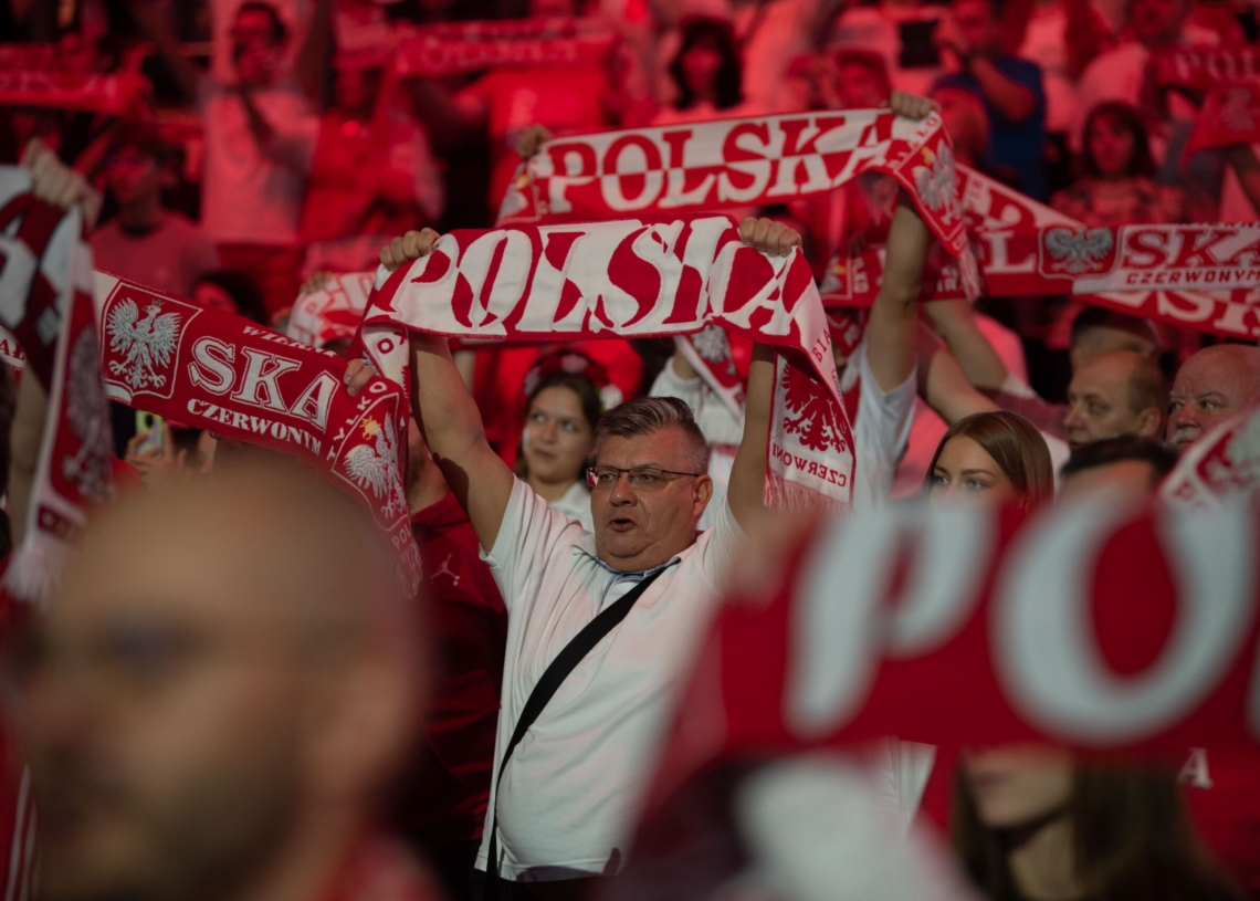 Doping kibiców podczas meczu Polska-USA w Atlas Arenie
