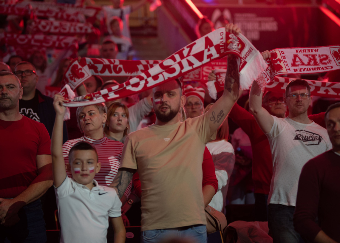 Doping kibiców podczas meczu Polska-USA w Atlas Arenie