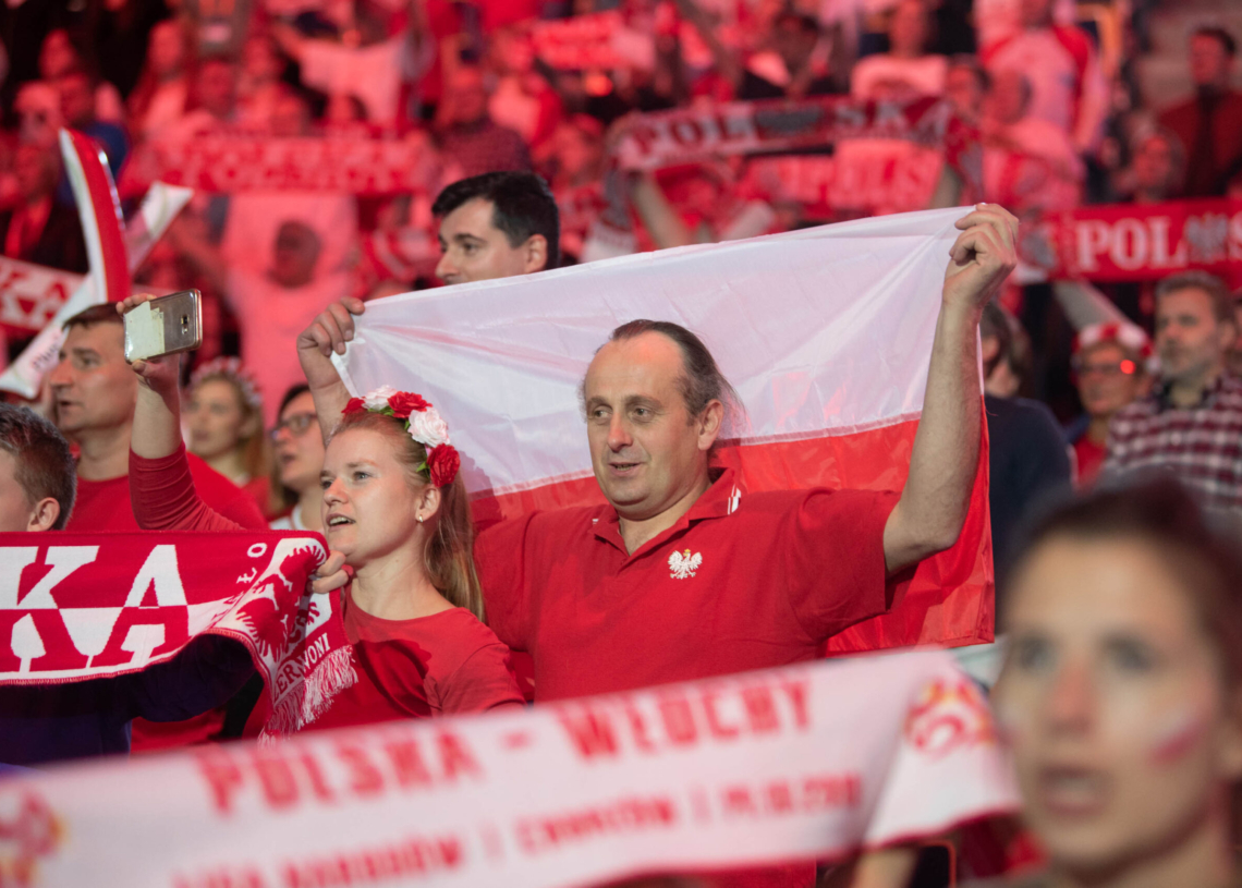 Doping kibiców podczas meczu Polska-USA w Atlas Arenie