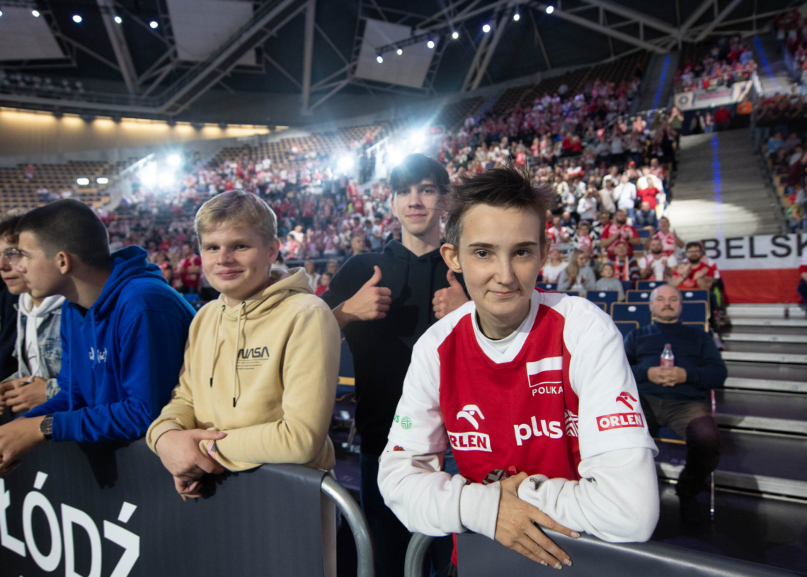 Doping kibiców podczas meczu Polska-USA w Atlas Arenie