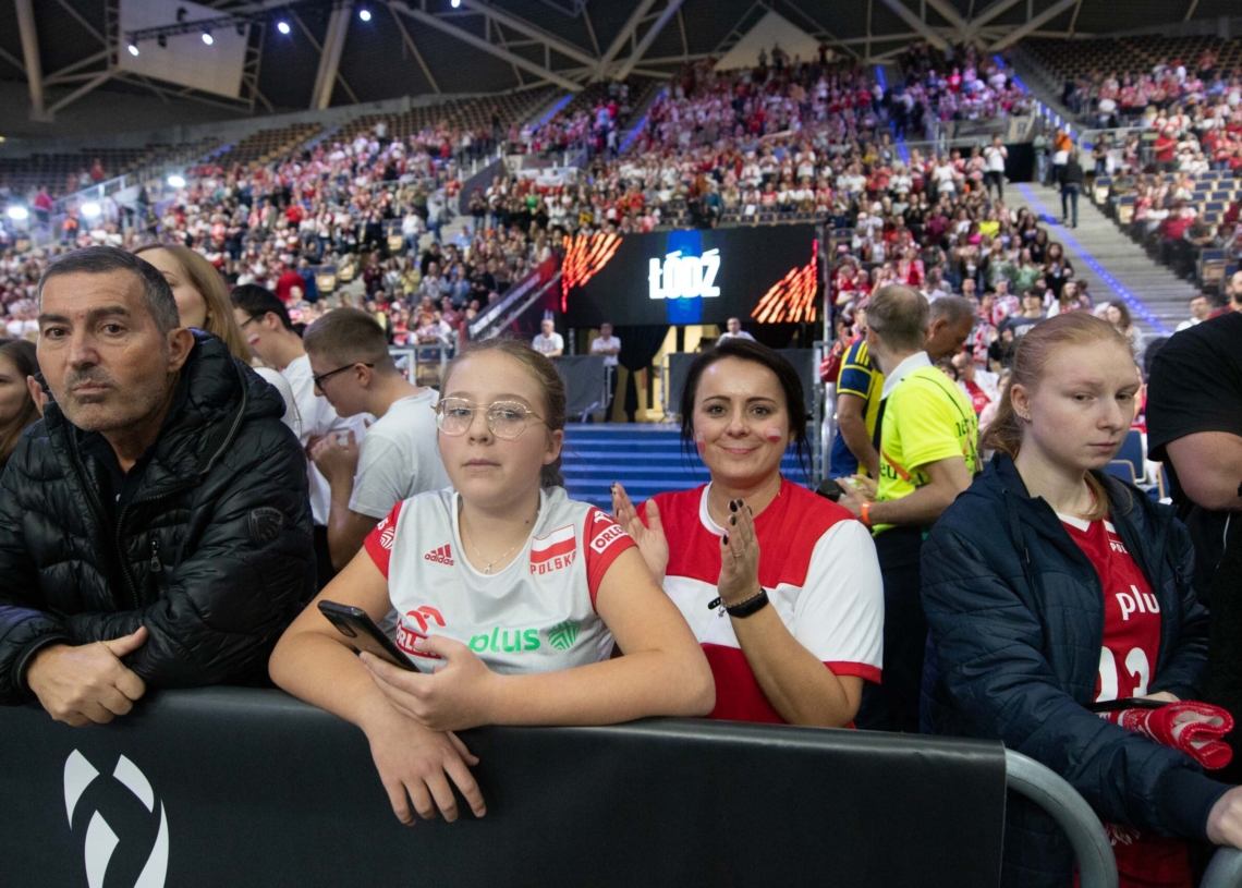 Doping kibiców podczas meczu Polska-USA w Atlas Arenie