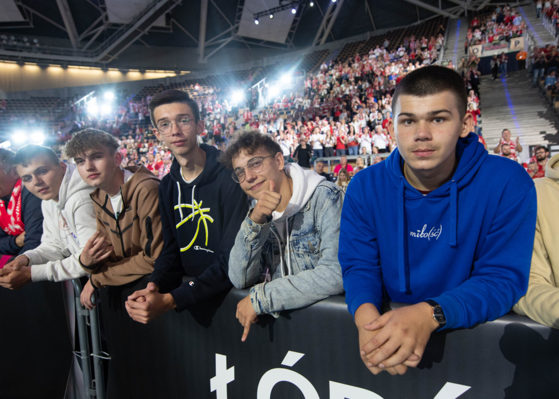 Doping kibiców podczas meczu Polska-USA w Atlas Arenie