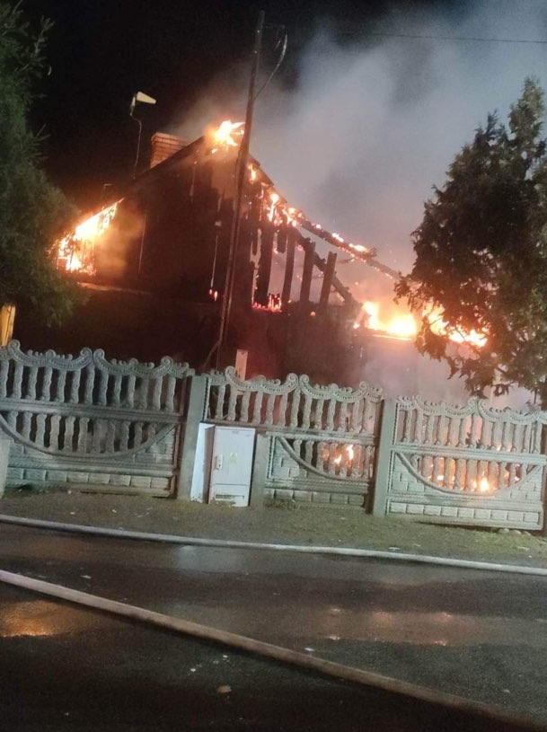 Pożar drewnianego budynku mieszkalnego w Marianowie