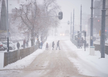 Burza śnieżna w Łodzi