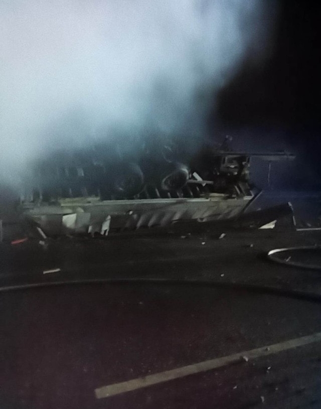 Wypadek i pożar dwóch TIR-ów na S8