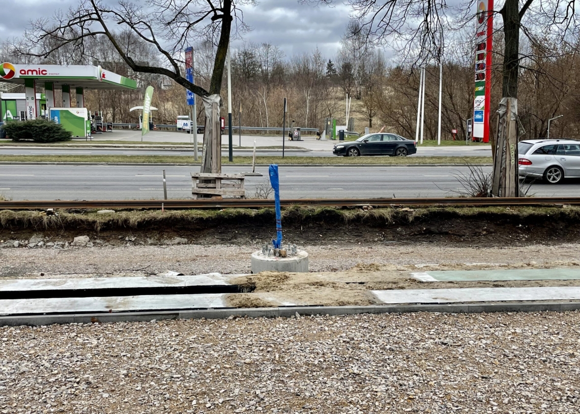 budowa torowiska na Strykowskiej