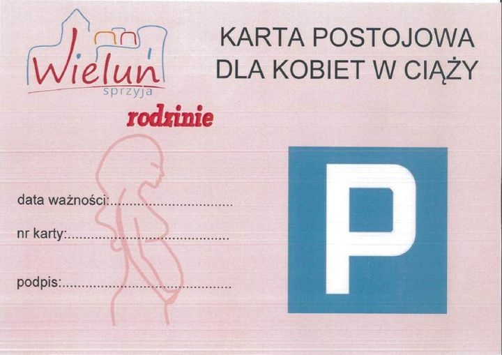 Udogodnienia dla kobiet w ciąży w Wieluniu 1 Karta postojowa dla kobiet w ciąży