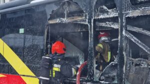 Pożar autobusu przy dworcu Łódź Fabryczna