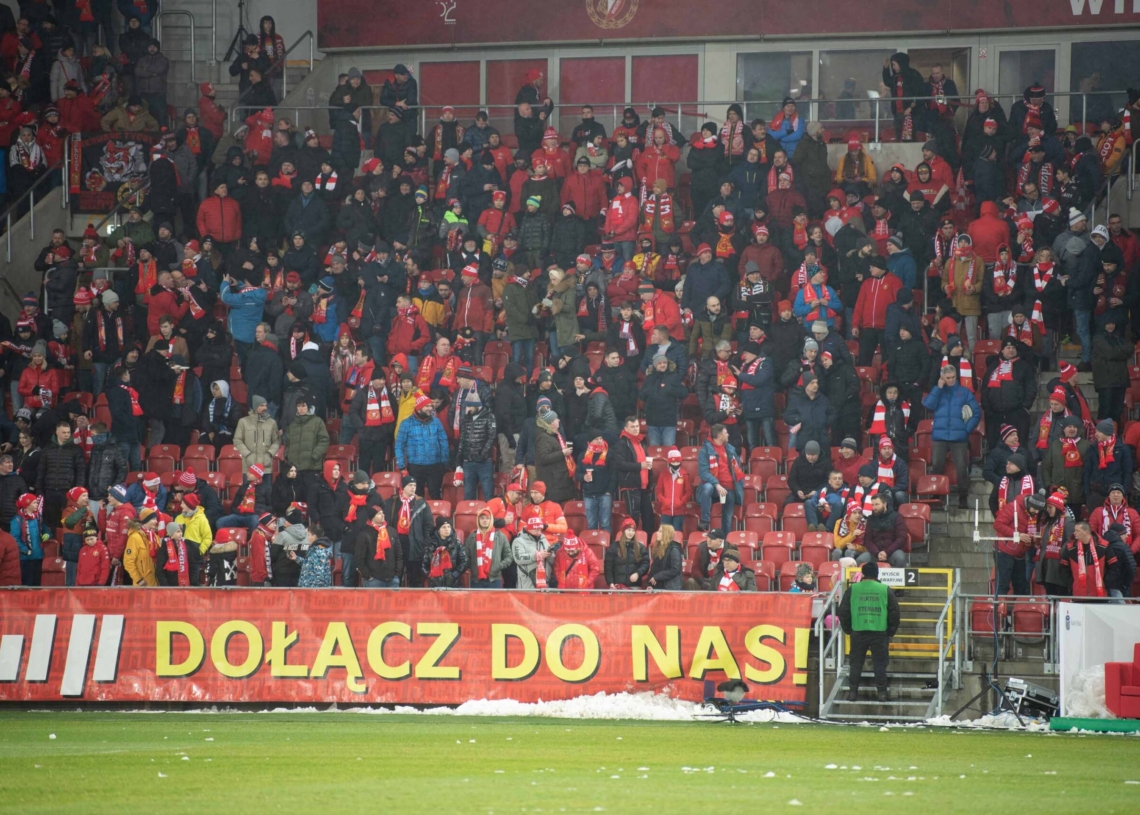 Doping kibiców w meczu Widzew Łódź - Jagiellonia Białystok