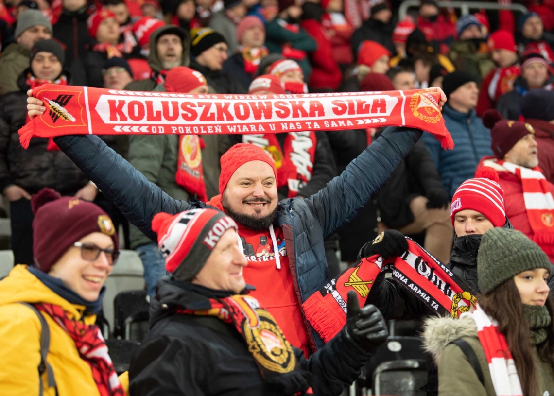 Doping kibiców w meczu Widzew Łódź - Jagiellonia Białystok