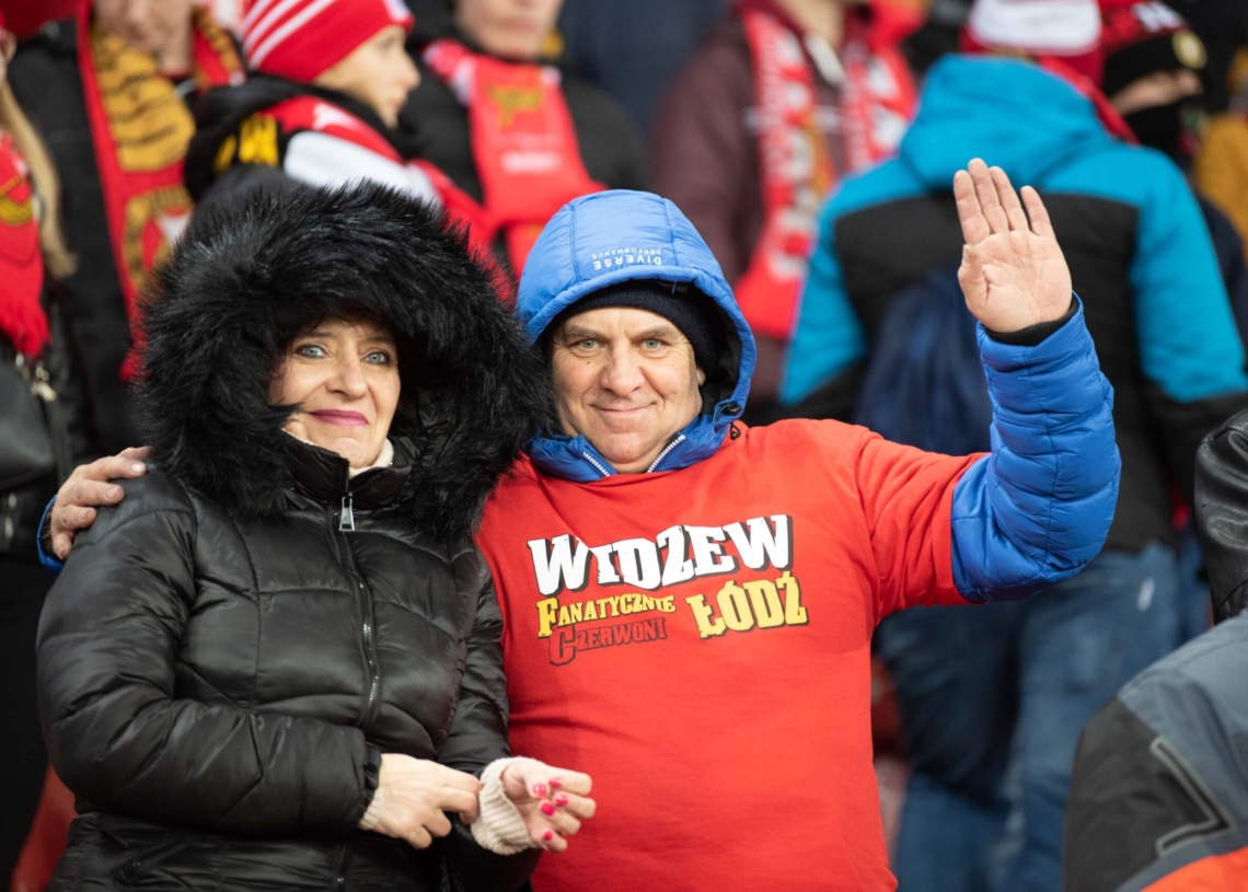 Doping kibiców w meczu Widzew Łódź - Jagiellonia Białystok
