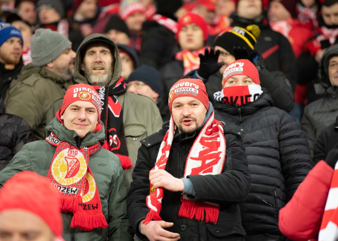 Doping kibiców w meczu Widzew Łódź - Jagiellonia Białystok